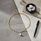 Designer Inspired- White Shell Pearl Necklace (Size - 20-2 Inch Ext)