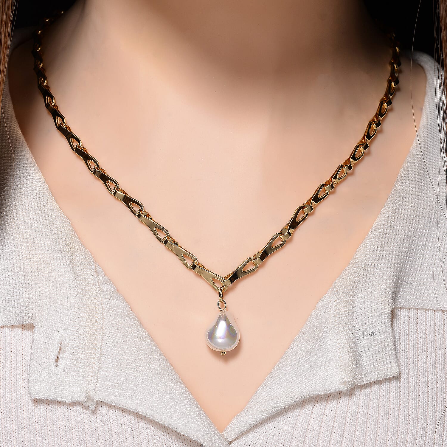 Designer Inspired- White Shell Pearl Necklace (Size - 20-2 Inch Ext) 8282933 10