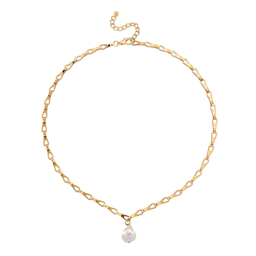 Designer Inspired- White Shell Pearl Necklace (Size - 20-2 Inch Ext)
