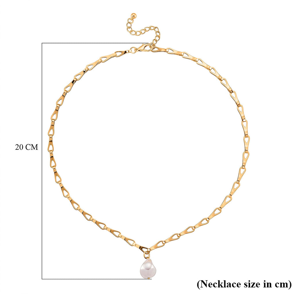 Designer Inspired- White Shell Pearl Necklace (Size - 20-2 Inch Ext)