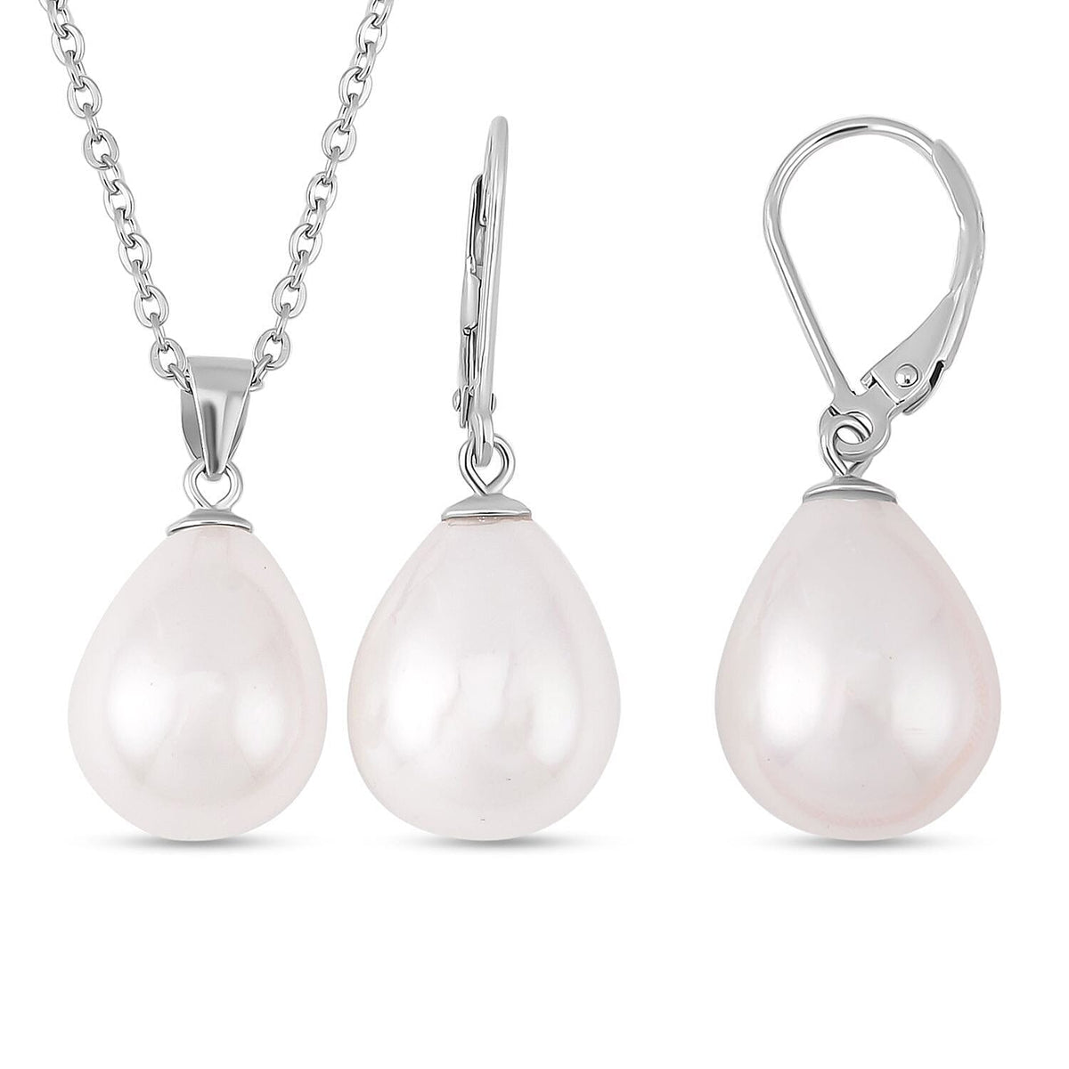 Earrings and Pendant Set in Sterling Silver with Free Chain 4122566 0