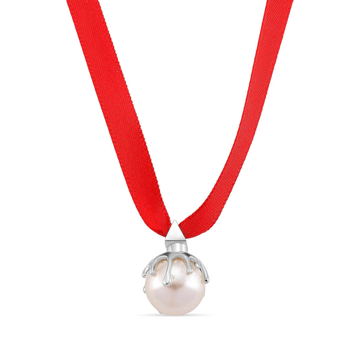 Lucy Q-Drop Bubble Collection White Shell Pearl Pendant with Red Ribbon 8283777 0