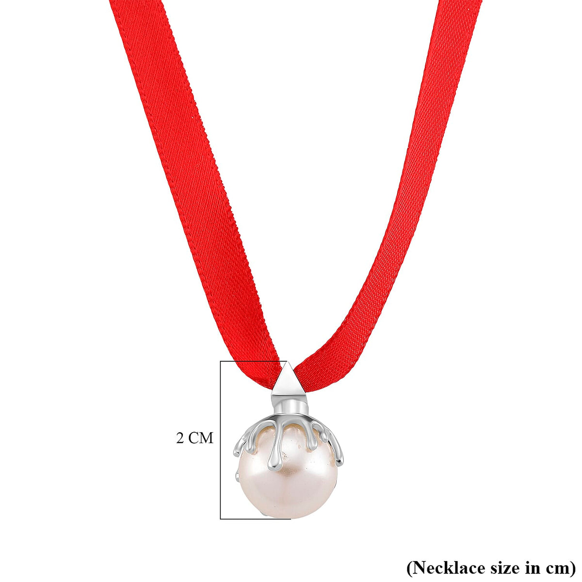 Lucy Q-Drop Bubble Collection White Shell Pearl Pendant with Red Ribbon 8283777 6