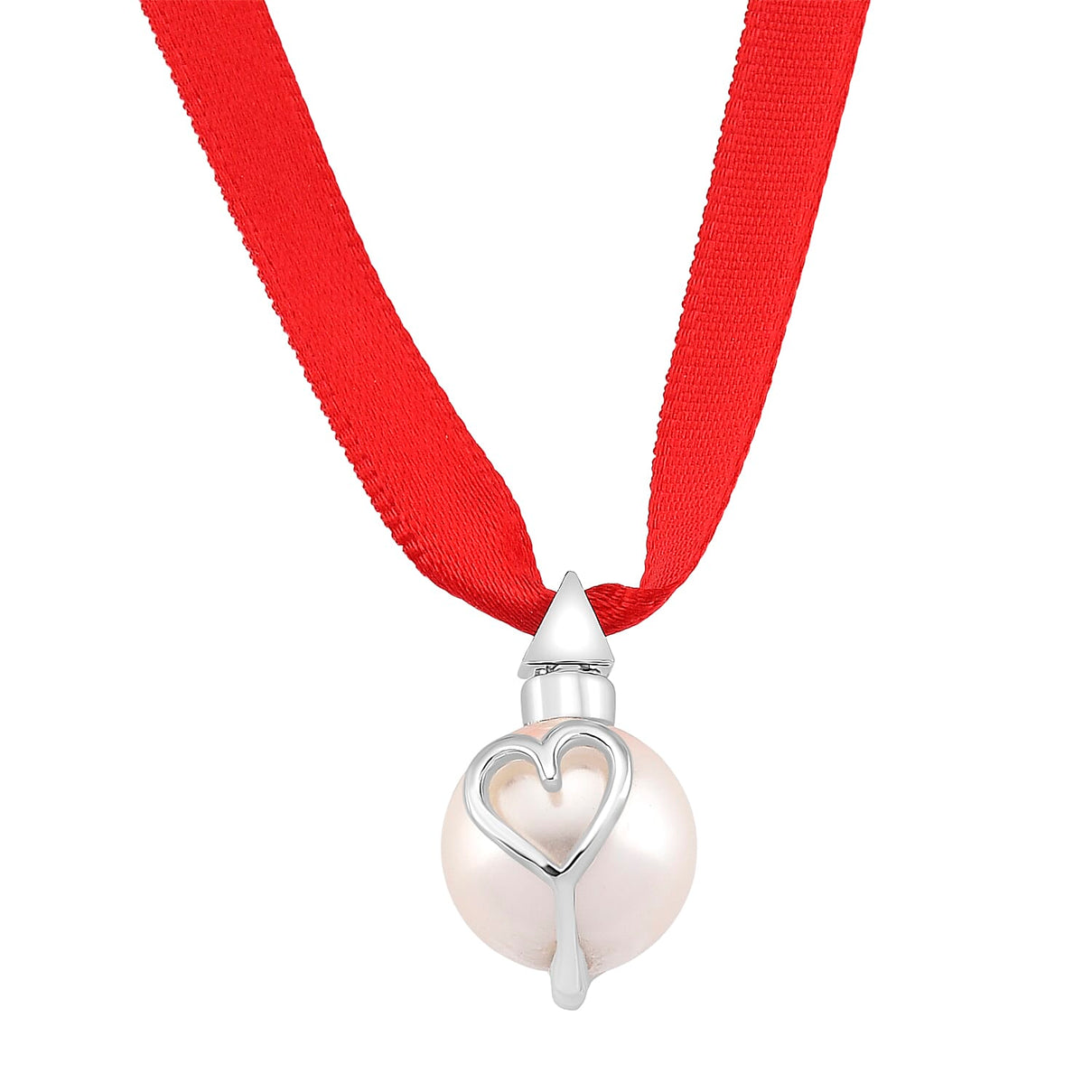 Lucy Q-Drop Bauble Collection White Shell Pearl Pendant with Red Ribbon 8283826 0
