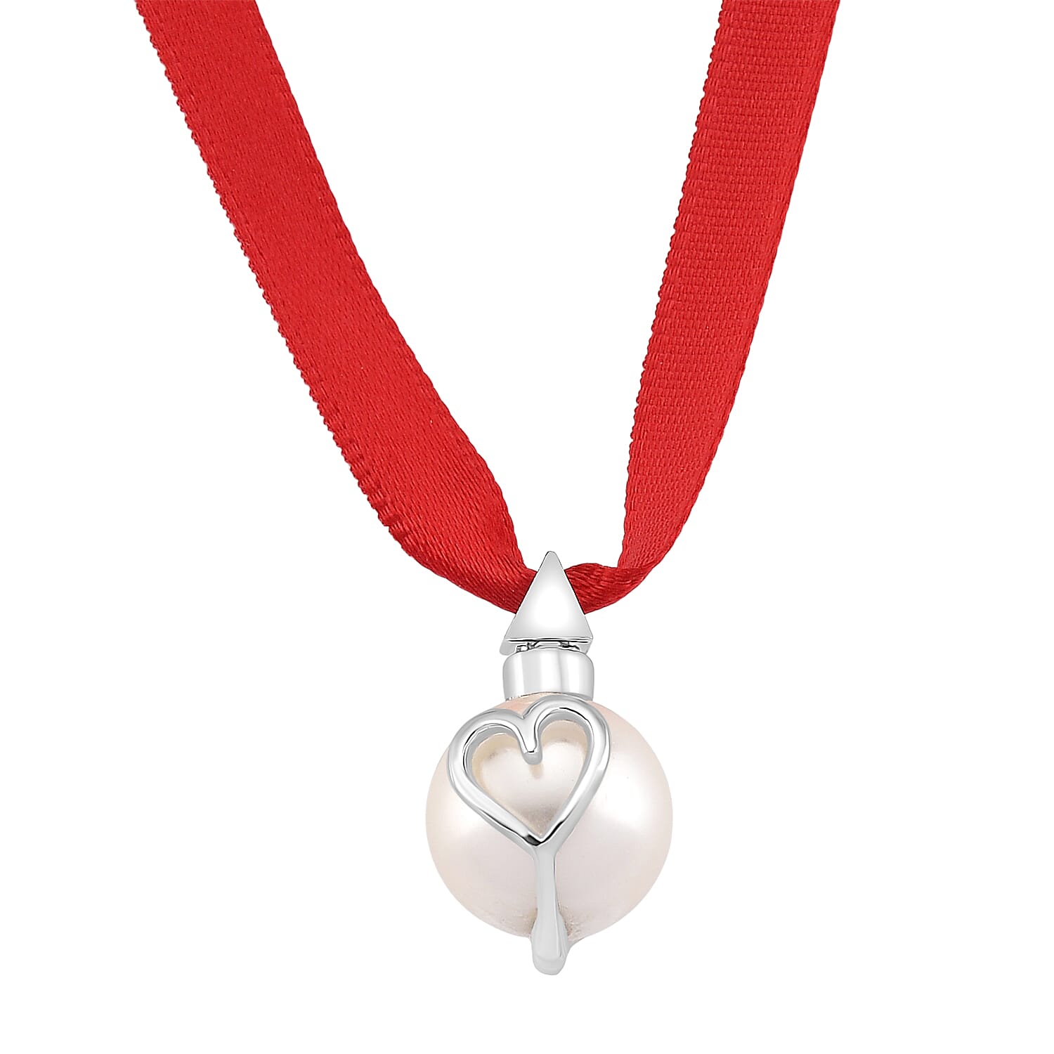 Lucy Q-Drop Bauble Collection White Shell Pearl Pendant with Red Ribbon 8283826 0