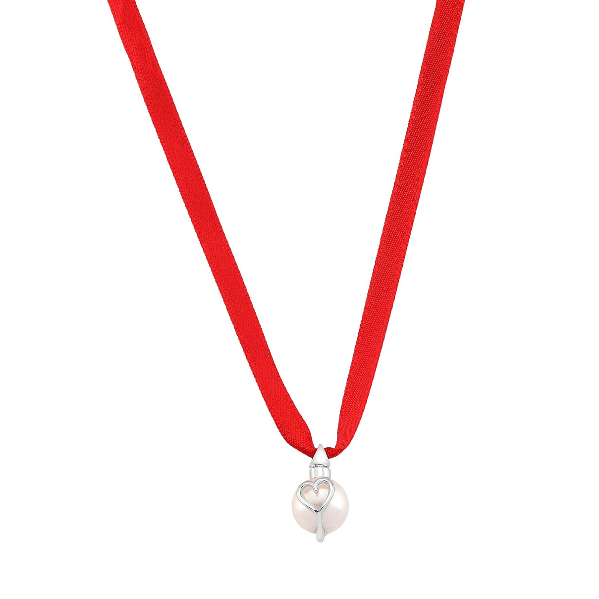 Lucy Q-Drop Bauble Collection White Shell Pearl Pendant with Red Ribbon 8283826 4