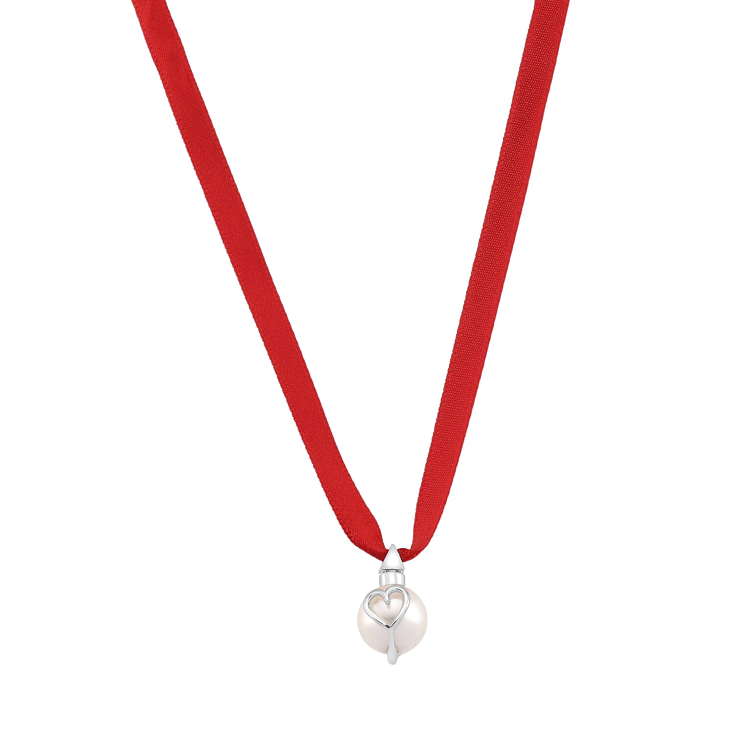Lucy Q-Drop Bauble Collection White Shell Pearl Pendant with Red Ribbon 8283826 4