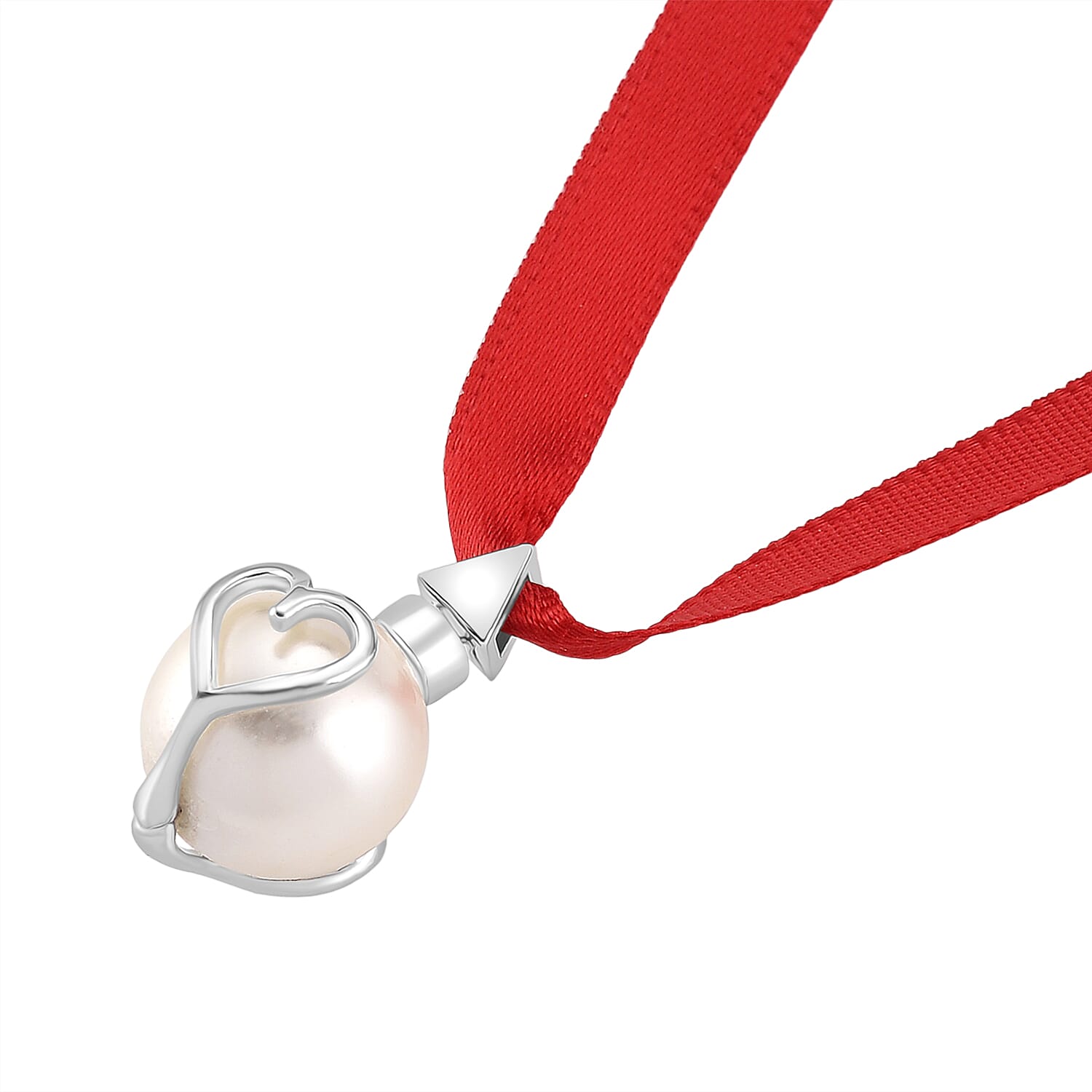 Lucy Q-Drop Bauble Collection White Shell Pearl Pendant with Red Ribbon 8283826 5