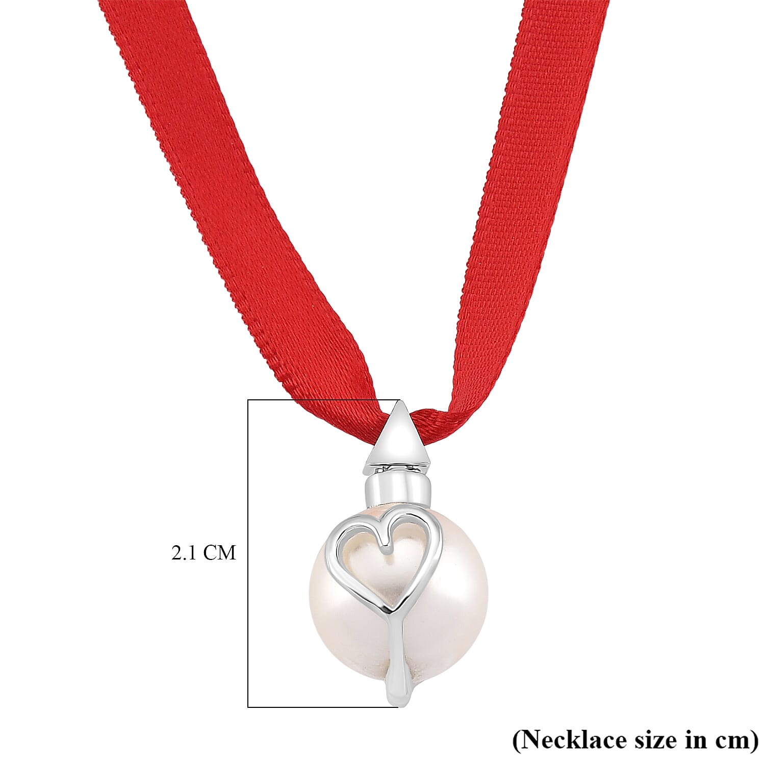Lucy Q-Drop Bauble Collection White Shell Pearl Pendant with Red Ribbon 8283826 6