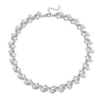 White Shell Pearl & White Crystal Necklace (Size - 18-2 Ext) in White Tone 100.20 Ct.