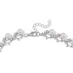 White Shell Pearl & White Crystal Necklace (Size - 18-2 Ext) in White Tone 100.20 Ct.