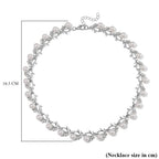 White Shell Pearl & White Crystal Necklace (Size - 18-2 Ext) in White Tone 100.20 Ct.