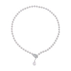 White Shell Pearl & White Austrian Crystal Necklace (Size - 24.50)