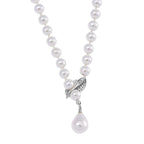 White Shell Pearl & White Austrian Crystal Necklace (Size - 24.50)