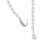 White Shell Pearl & White Austrian Crystal Necklace (Size - 24.50)
