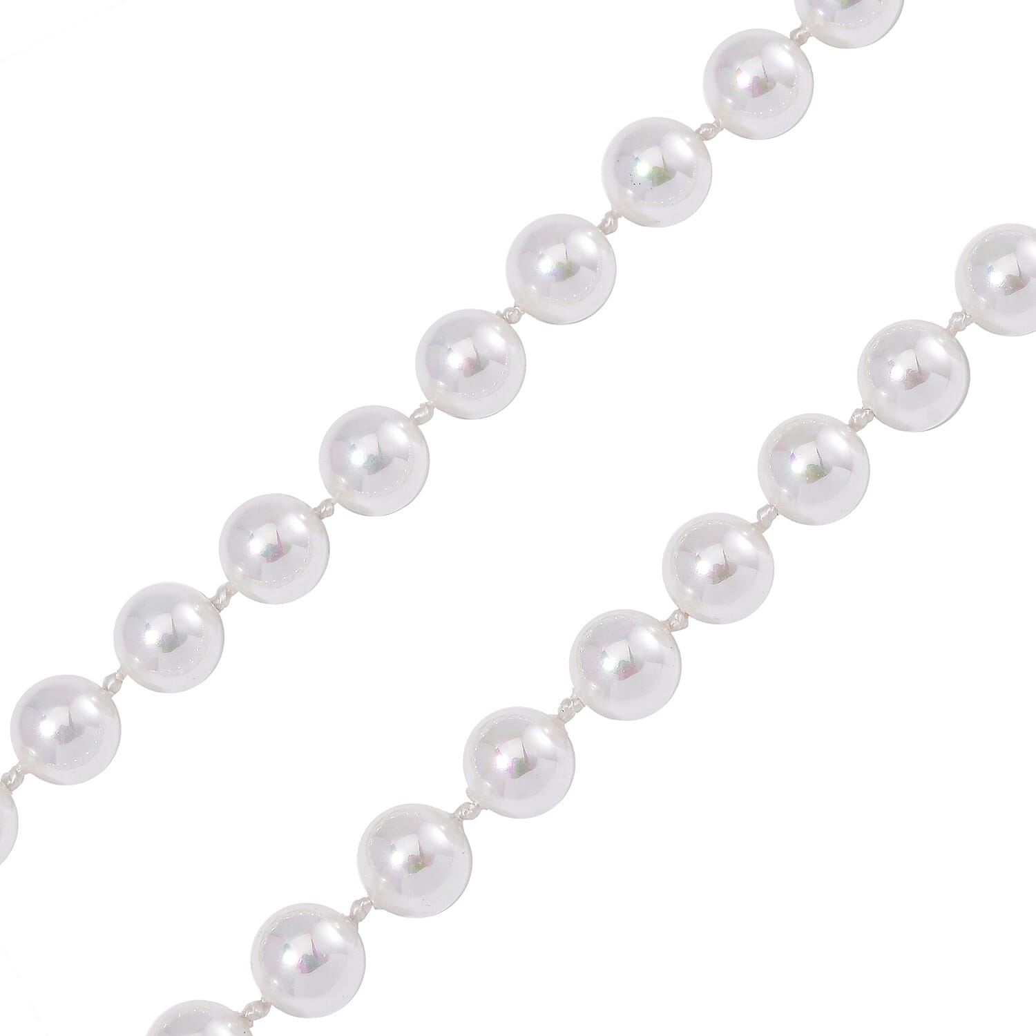 White Shell Pearl &amp; White Austrian Crystal Necklace (Size - 24.50) 7834143 5