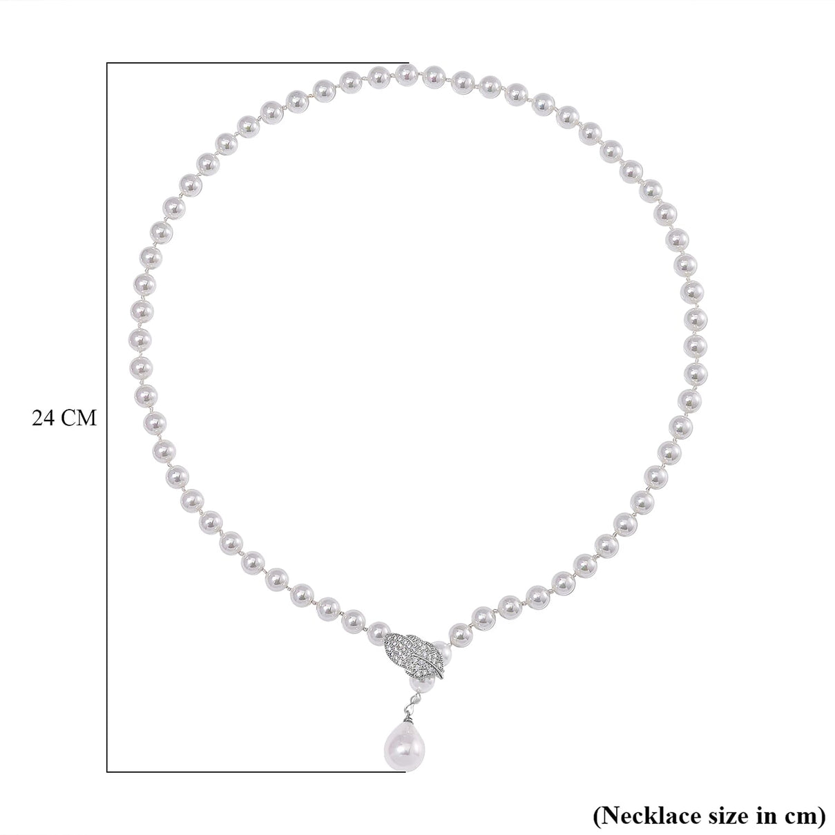 White Shell Pearl &amp; White Austrian Crystal Necklace (Size - 24.50) 7834143 6
