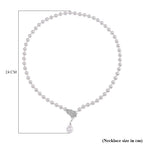 White Shell Pearl & White Austrian Crystal Necklace (Size - 24.50)