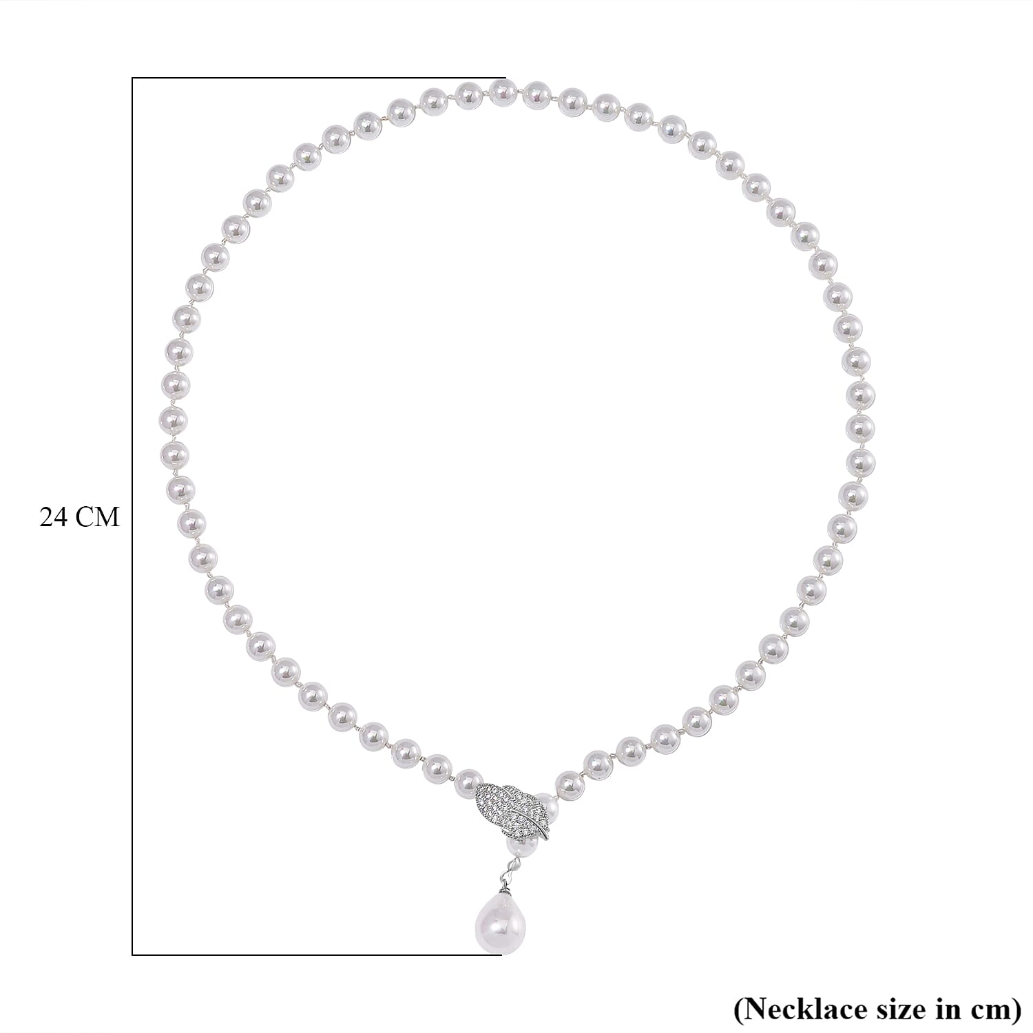 White Shell Pearl &amp; White Austrian Crystal Necklace (Size - 24.50) 7834143 6