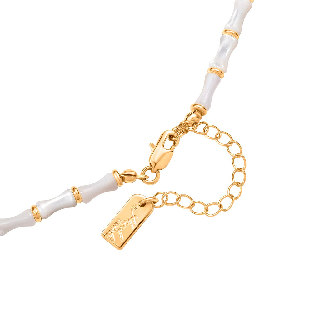 White Shell Pearl & White Cubic Zirconia Necklace (Size 20 - 2 Ext)