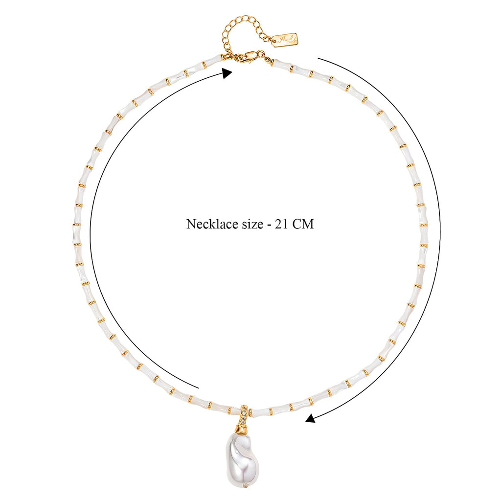 White Shell Pearl & White Cubic Zirconia Necklace (Size 20 - 2 Ext)