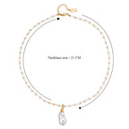 White Shell Pearl & White Cubic Zirconia Necklace (Size 20 - 2 Ext)