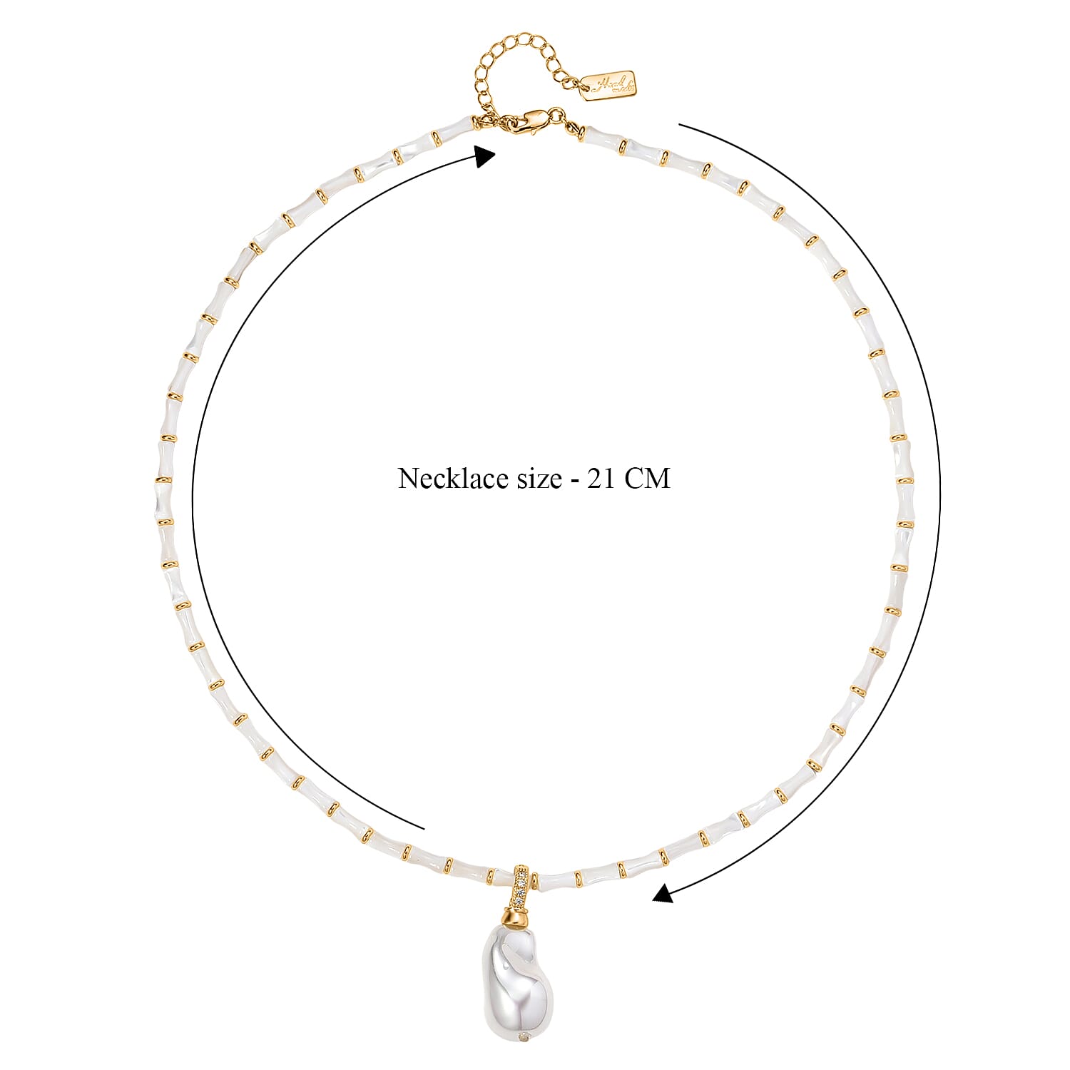 White Shell Pearl &amp; White Cubic Zirconia Necklace (Size 20 - 2 Ext) 8286811 6