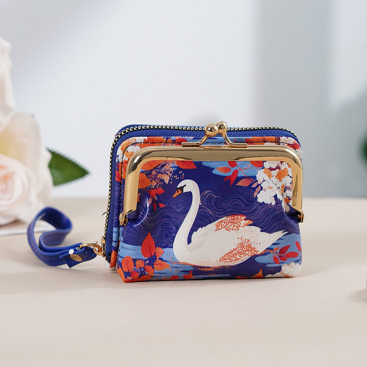 White Swan &amp; Maple Leaf Print RFID Wallet 8252714 2