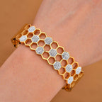 White Austrian Crystal Bangle (Size - 7.25) With Enamelling