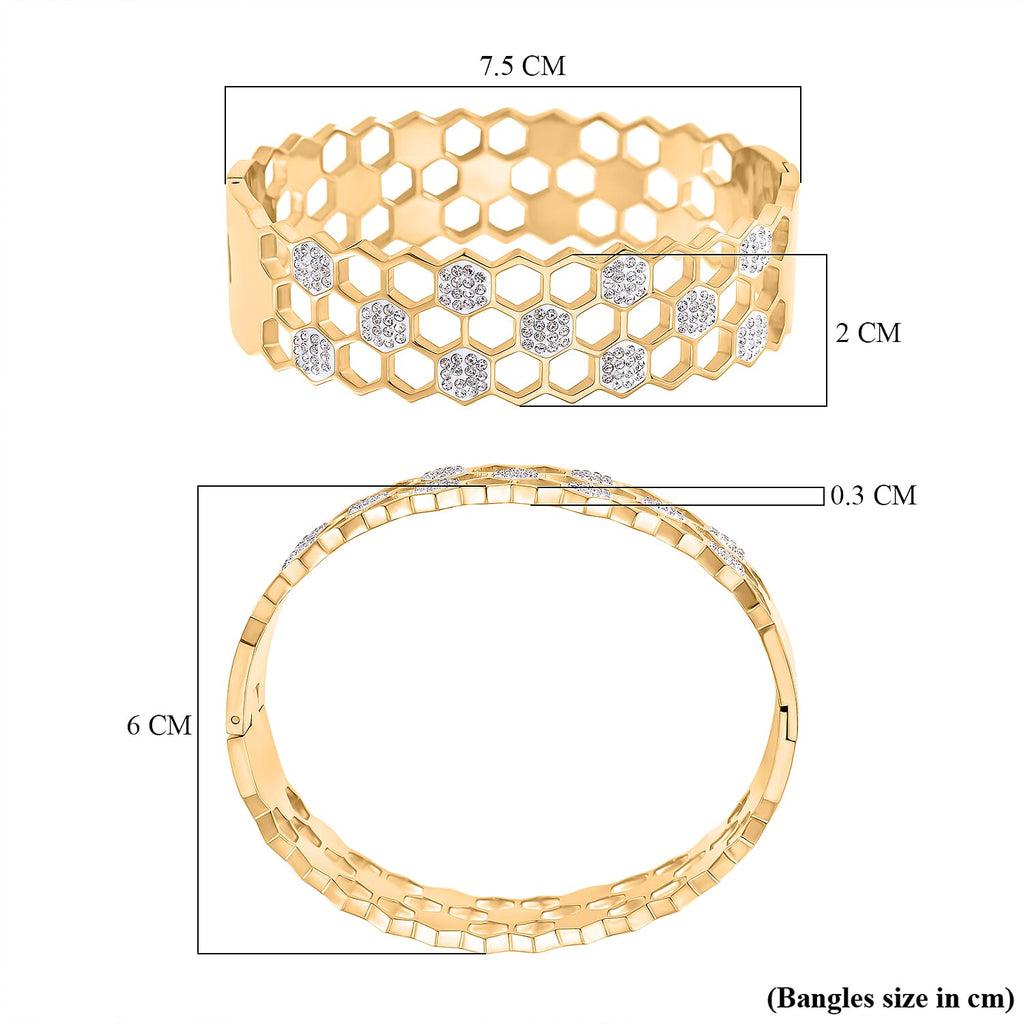 White Austrian Crystal Bangle (Size - 7.25) With Enamelling