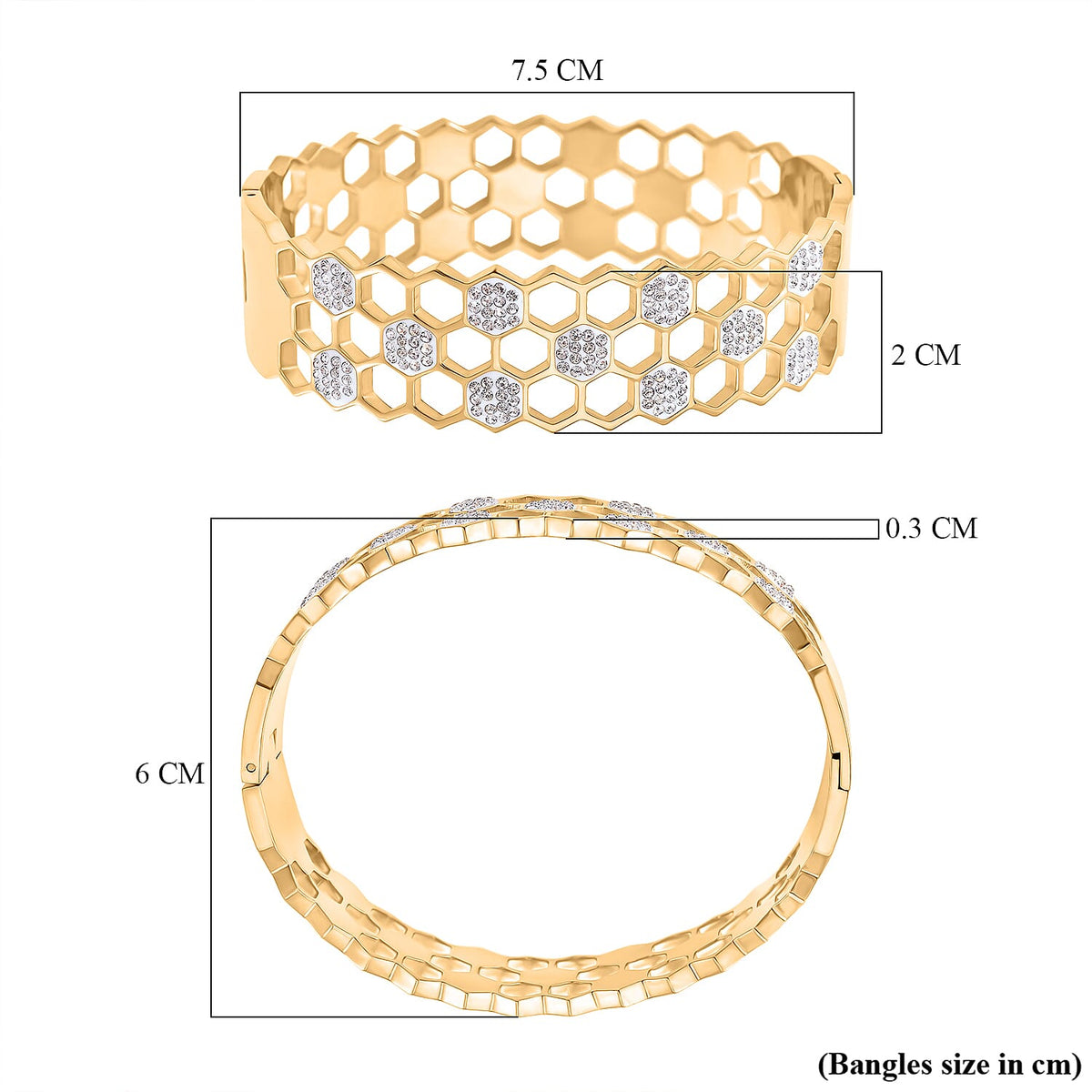 White Austrian Crystal Bangle (Size - 7.25) With Enamelling V32701517 6