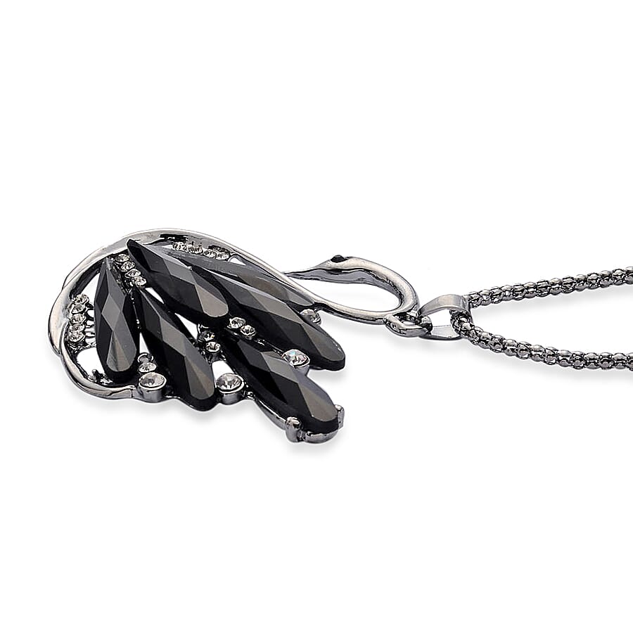White &amp; Black Crystal Swan Pendant with Chain (Size - 24-2 Ext) 4322386 2