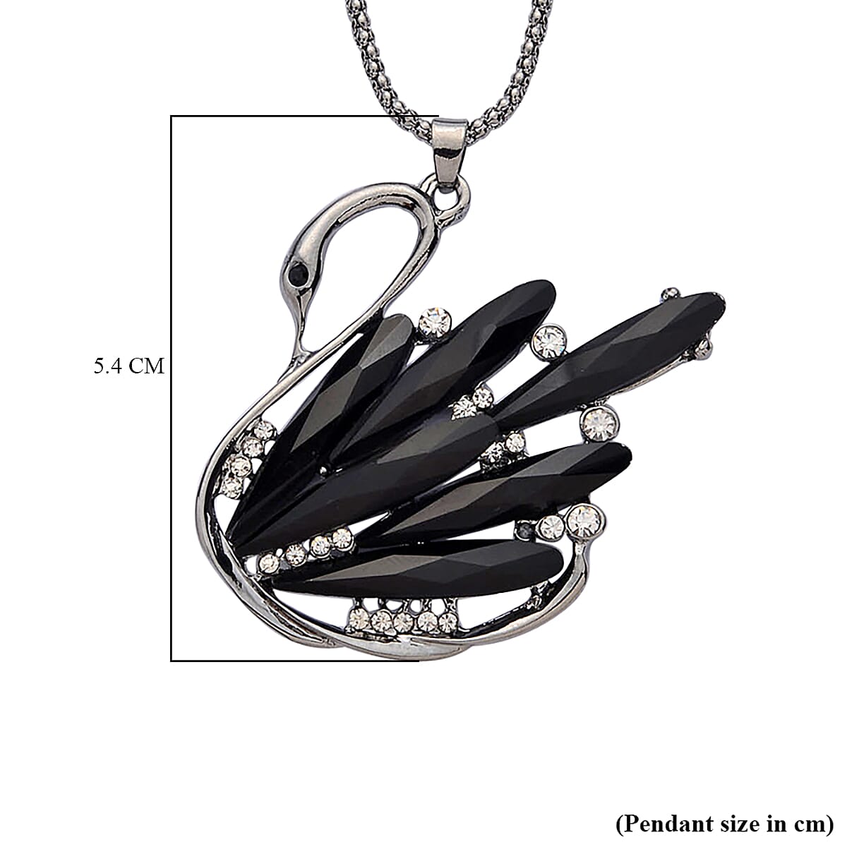 White &amp; Black Crystal Swan Pendant with Chain (Size - 24-2 Ext) 4322386 3