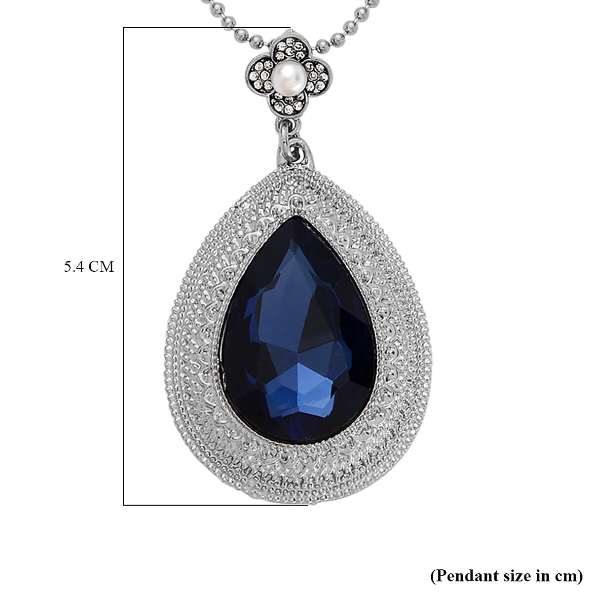 White Crystal &amp; Blue Crystal Pendant with Chain (Size 24-2) 4322384 2