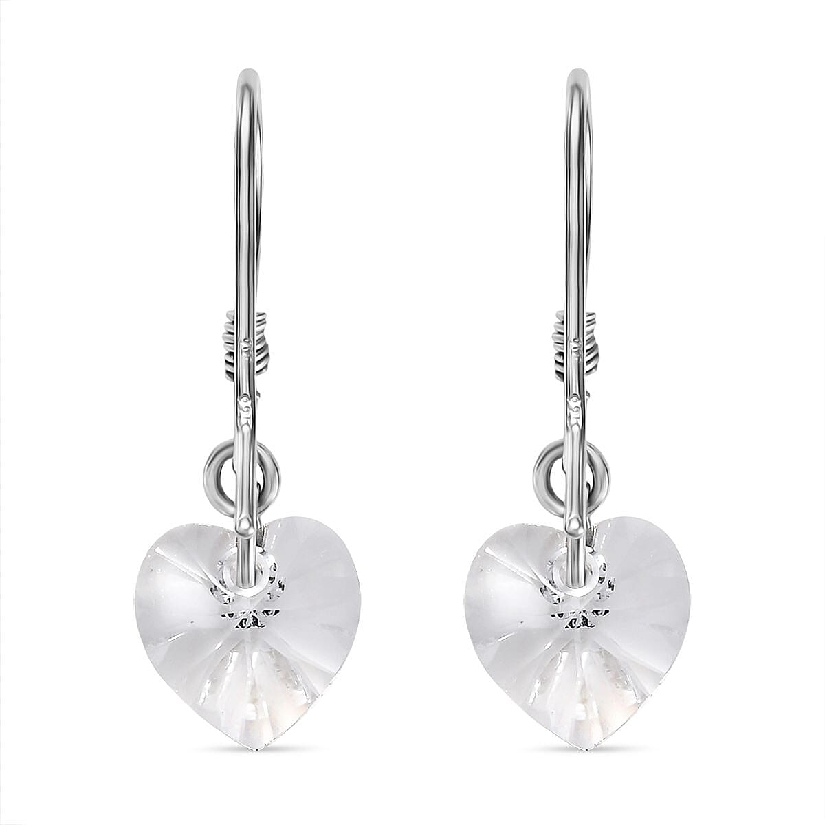 White Swarovski Crystal J Hoop Earring in Rhodium Overlay Sterling Silver 5.40 Ct. 8101994 5