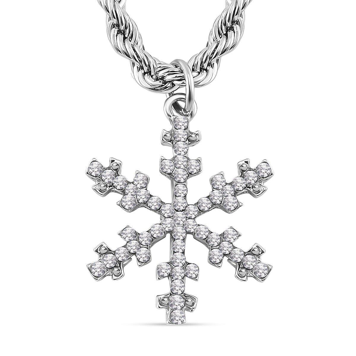 White Crystal Snowflake Necklace (Size - 20) 7932443 0