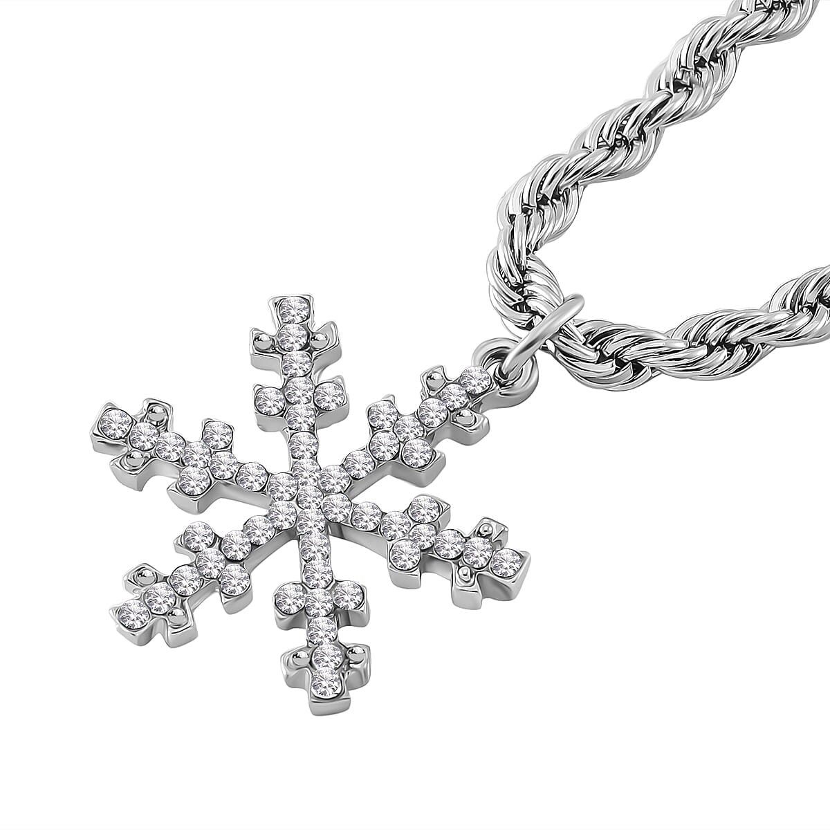 White Crystal Snowflake Necklace (Size - 20) 7932443 3
