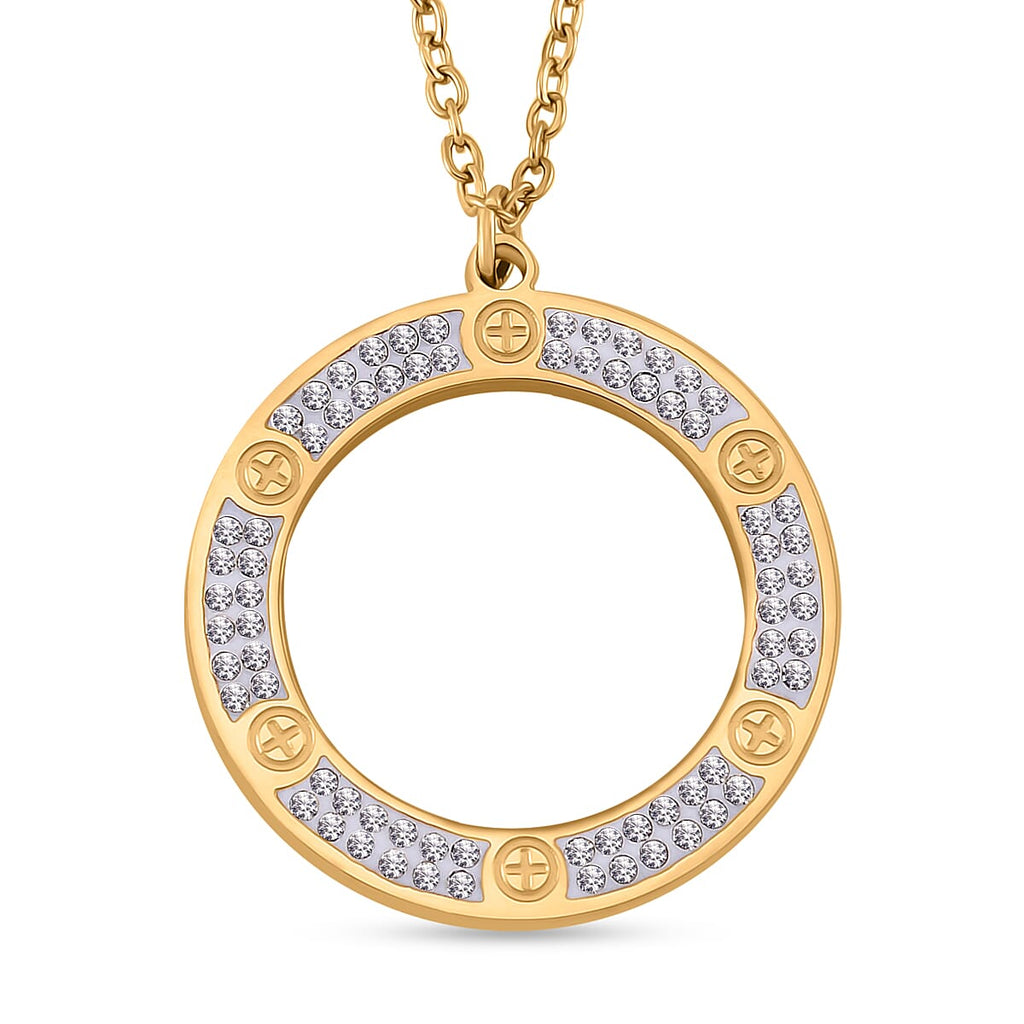 White Crystal Circle of Life Necklace With Chain (Size - 20.5)