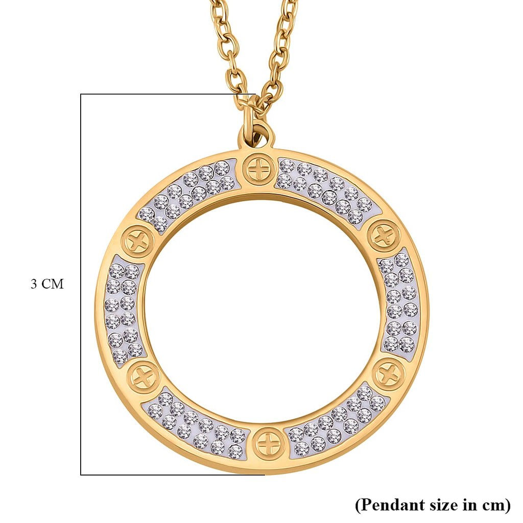 White Crystal Circle of Life Necklace With Chain (Size - 20.5)
