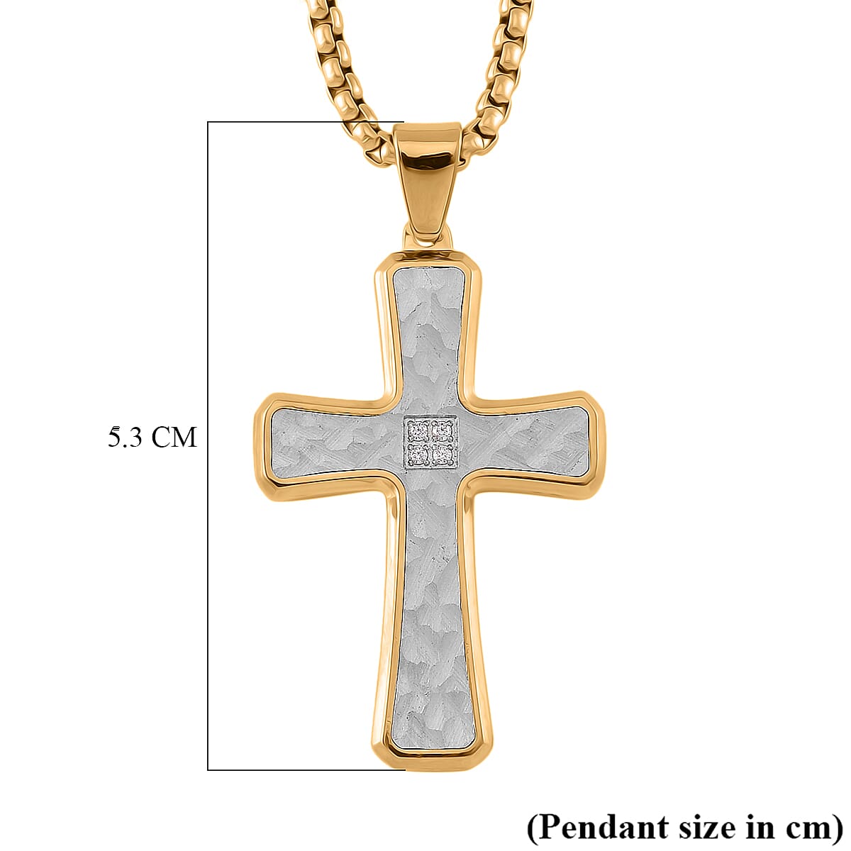 White Crystal Cross Pendant With Chain (Size - 22) in Two Tone 7901612 6