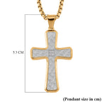 White Crystal Cross Pendant With Chain (Size - 22) in Two Tone