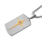 White Crystal Pendant With Chain (Size - 22) in Two Tone