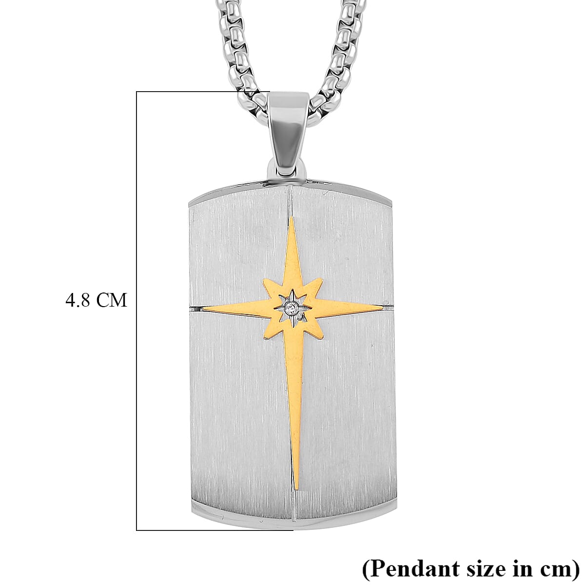 White Crystal Pendant With Chain (Size - 22) in Two Tone 7901614 6