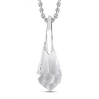 White Swarovski Crystal Pendant with Chain (Size 20) in Platinum Overlay Sterling Silver 4.19 Ct.