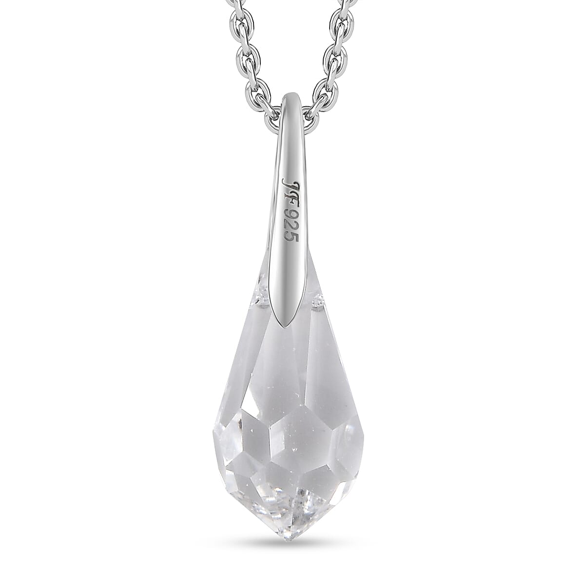 White Swarovski Crystal Pendant with Chain (Size 20) in Platinum Overlay Sterling Silver 4.19 Ct. V32700454 5