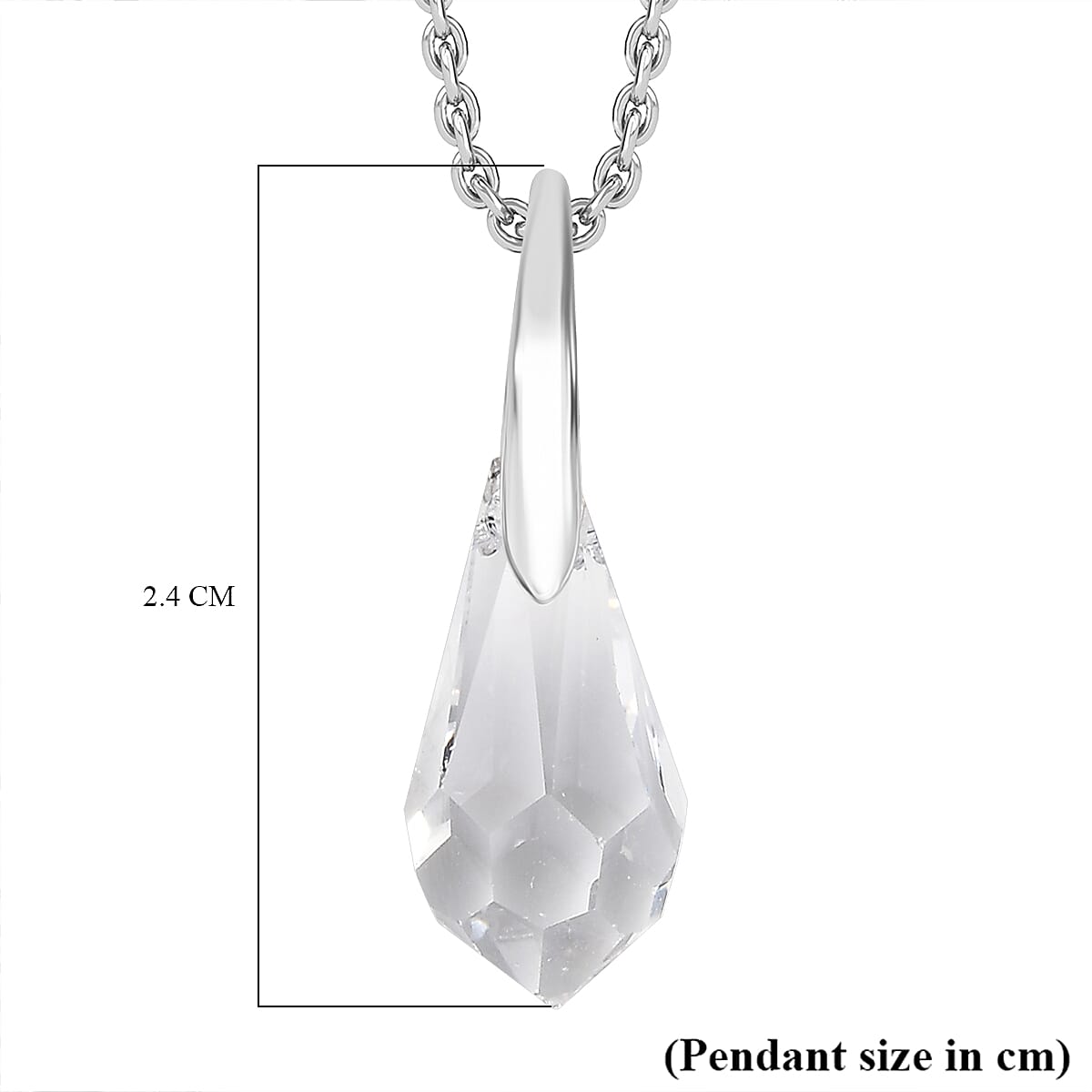 White Swarovski Crystal Pendant with Chain (Size 20) in Platinum Overlay Sterling Silver 4.19 Ct. V32700454 6