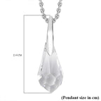 White Swarovski Crystal Pendant with Chain (Size 20) in Platinum Overlay Sterling Silver 4.19 Ct.