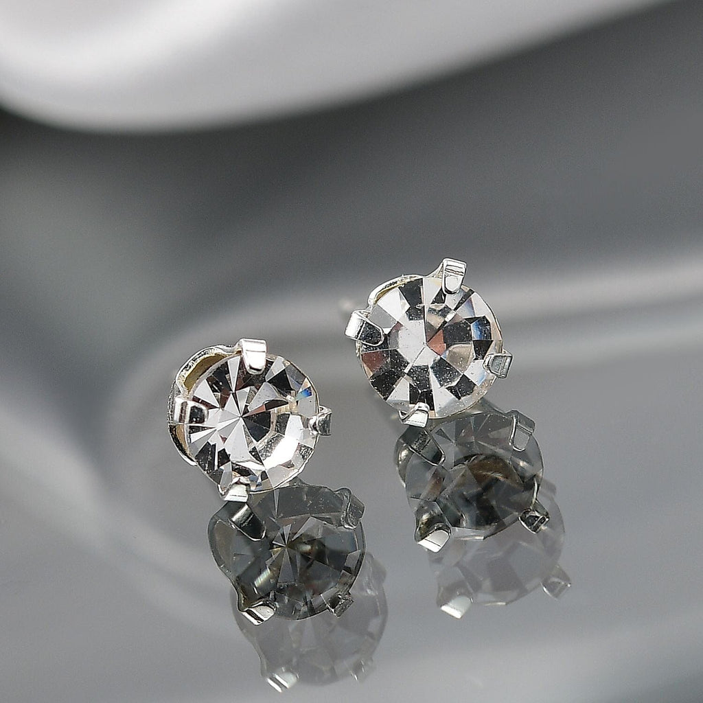 Biggest Close Out Deal- White Swarovski Crystal Stud Push in Sterling Silver