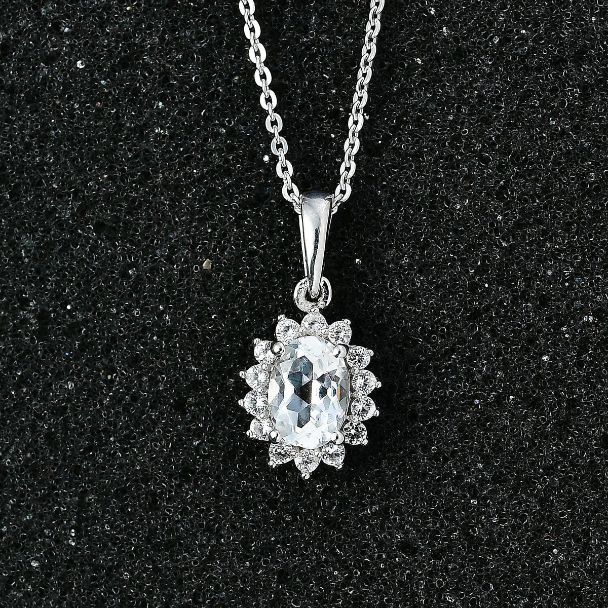 White Topaz Pendant with Chain (Size 20) in Platinum Overlay Sterling Silver 0.50 ct  1.440  Ct. 4268728 4