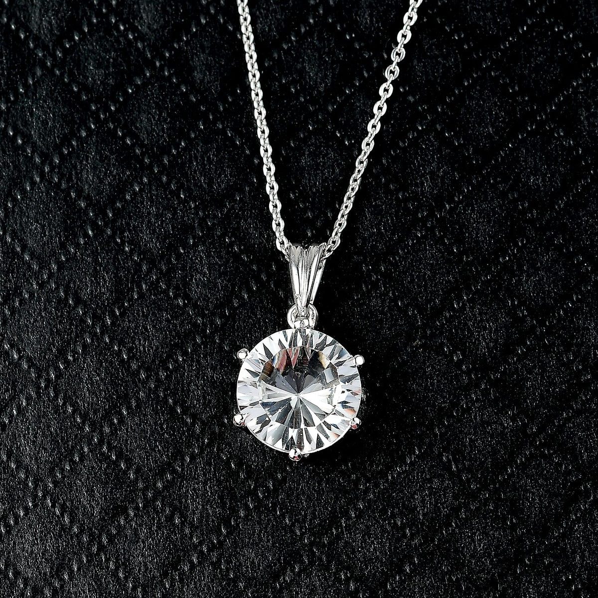 White Topaz Pendant with Chain (Size 20) in Rhodium Overlay Sterling Silver 4.60 Ct. 4371352 2